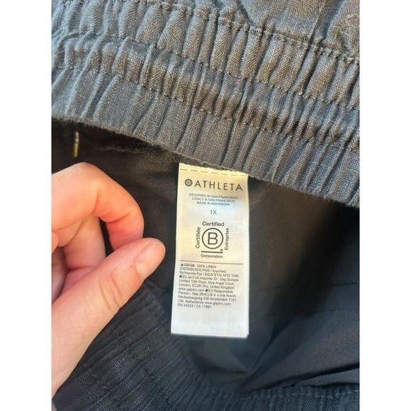 Athleta Retreat Linen Wide Leg Pants Size 1X Black Drawstring Elastic Waist NWT - Picture 9 of 9